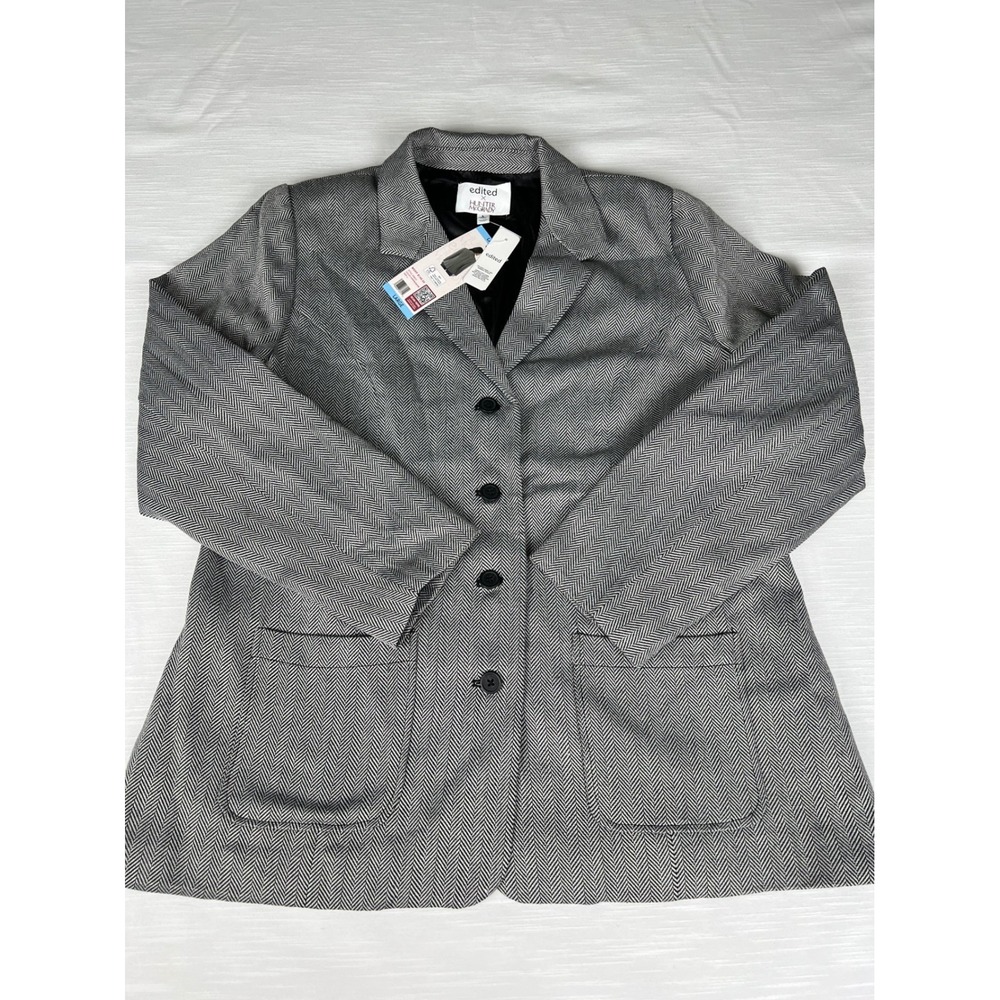 Edited x Hunter McGrady Herringbone Blazer Grey Black Large NWT ER5010